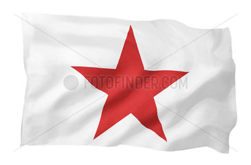 Fahne mit rotem Stern (Motiv A; mit natuerlichem Faltenwurf und realistischer Stoffstruktur)