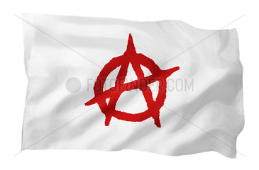 Fahne anarchistisches rotes A (Motiv A; mit natuerlichem Faltenwurf und realistischer Stoffstruktur)