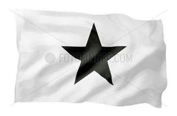 Fahne anarchistischer schwarzer Stern (Motiv A; mit natuerlichem Faltenwurf und realistischer Stoffstruktur)