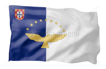 Fahne der Azoren (Motiv A; mit natuerlichem Faltenwurf und realistischer Stoffstruktur)