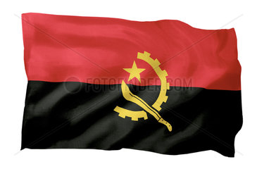 Fahne von Angola (Motiv A; mit natuerlichem Faltenwurf und realistischer Stoffstruktur)
