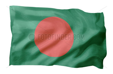 Fahne von Bangladesh (Motiv A; mit natuerlichem Faltenwurf und realistischer Stoffstruktur)