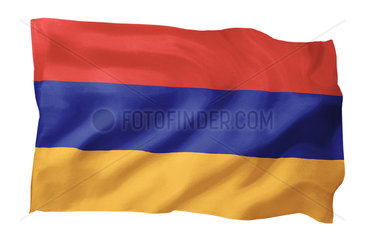 Fahne von Armenien (Motiv A; mit natuerlichem Faltenwurf und realistischer Stoffstruktur)