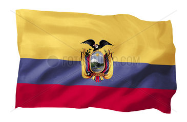 Fahne von Ecuador (Motiv A; mit natuerlichem Faltenwurf und realistischer Stoffstruktur)