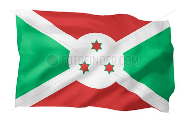 Fahne von Burundi (Motiv A; mit natuerlichem Faltenwurf und realistischer Stoffstruktur)