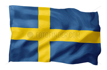 Fahne von Schweden (Motiv A; mit natuerlichem Faltenwurf und realistischer Stoffstruktur)