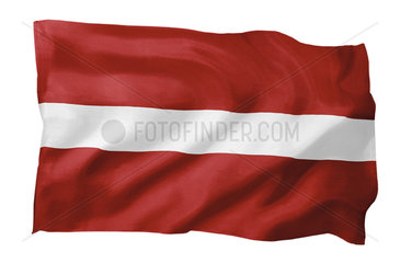 Fahne von Lettland (Motiv A; mit natuerlichem Faltenwurf und realistischer Stoffstruktur)