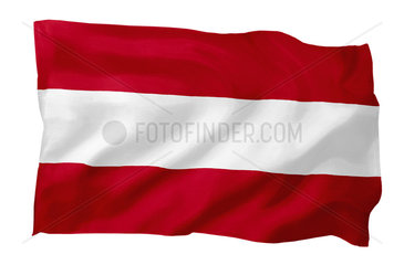 Fahne von Oesterreich (Motiv A; mit natuerlichem Faltenwurf und realistischer Stoffstruktur)