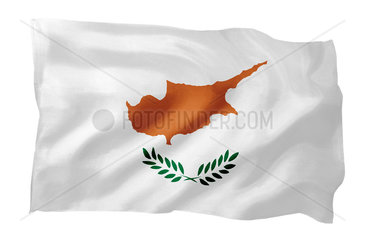 Fahne von Zypern (Motiv A; mit natuerlichem Faltenwurf und realistischer Stoffstruktur)
