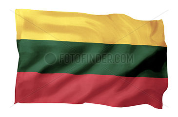 Fahne von Litauen (Motiv A; mit natuerlichem Faltenwurf und realistischer Stoffstruktur)