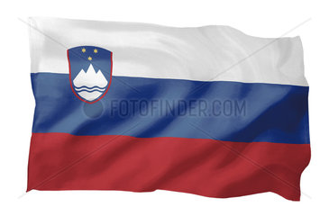 Fahne von Slowenien (Motiv A; mit natuerlichem Faltenwurf und realistischer Stoffstruktur)
