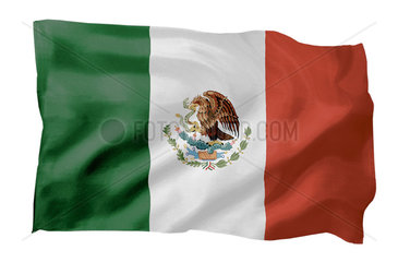Fahne von Mexiko (Motiv A; mit natuerlichem Faltenwurf und realistischer Stoffstruktur)
