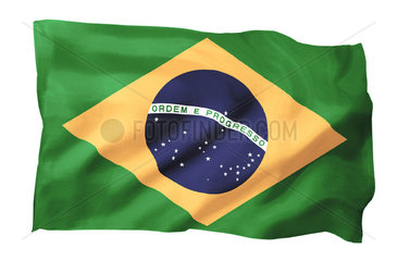Fahne von Brasilien (Motiv A; mit natuerlichem Faltenwurf und realistischer Stoffstruktur)