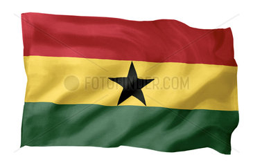 Fahne von Ghana (Motiv A; mit natuerlichem Faltenwurf und realistischer Stoffstruktur)