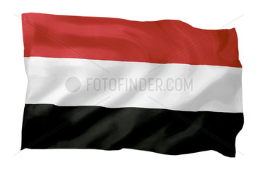 Fahne des Jemen (Motiv A; mit natuerlichem Faltenwurf und realistischer Stoffstruktur)