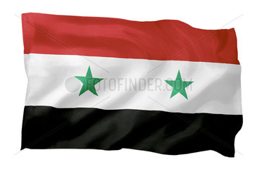 Fahne von Syrien (Motiv A; mit natuerlichem Faltenwurf und realistischer Stoffstruktur)
