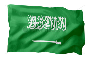 Fahne von Saudiarabien (Motiv A; mit natuerlichem Faltenwurf und realistischer Stoffstruktur)