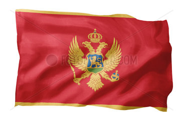 Fahne von Montenegro (Motiv A; mit natuerlichem Faltenwurf und realistischer Stoffstruktur)
