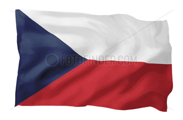 Fahne von Tschechien (Motiv A; mit natuerlichem Faltenwurf und realistischer Stoffstruktur)