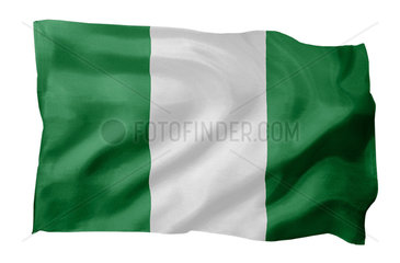 Fahne von Nigeria (Motiv A; mit natuerlichem Faltenwurf und realistischer Stoffstruktur)