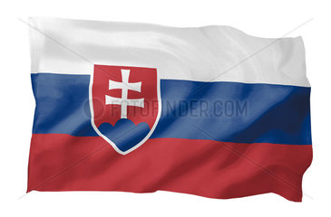 Fahne der Slowakei (Motiv A; mit natuerlichem Faltenwurf und realistischer Stoffstruktur)