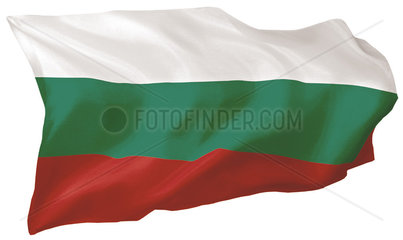 Fahne von Bulgarien (Motiv B; mit natuerlichem Faltenwurf und realistischer Stoffstruktur)