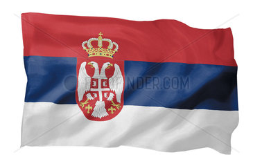 Fahne von Serbien (Motiv A; mit natuerlichem Faltenwurf und realistischer Stoffstruktur)