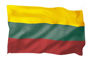 Fahne von Litauen (Motiv B; mit natuerlichem Faltenwurf und realistischer Stoffstruktur)