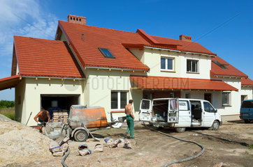 Breslau  Polen  Baustelle eines Einfamilienhauses