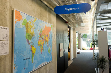 Tallinn  Estland  Flur mit Weltkarte im Skype Worldwide Headquarter