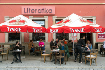Breslau  Polen  Cafe Literatka auf dem Marktplatz