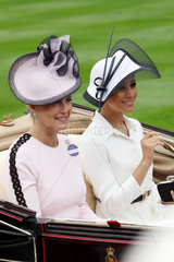 Royal Ascot  Portrait of HRH Sophie the Countess of Wessex (left) and TRH Meghan the Duchess of Sussex