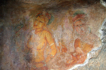 Sigiriya  Sri Lanka  Fresken der Wolkenmaedchen