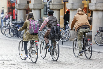 Fahrradfahrer auf dem Prinzipalmarkt  Muenster
