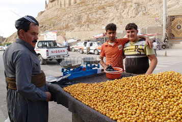 kurdischer Obsthaendler  Arbil