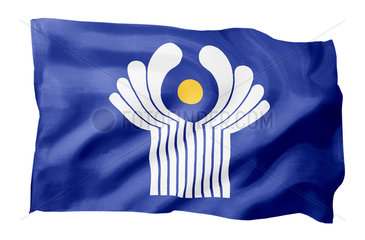 Fahne der Gemeinschaft Unabhaengiger Staaten GUS (Motiv A; mit natuerlichem Faltenwurf und realistischer Stoffstruktur)