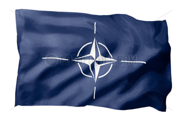 Fahne der NATO (Motiv A; mit natuerlichem Faltenwurf und realistischer Stoffstruktur)