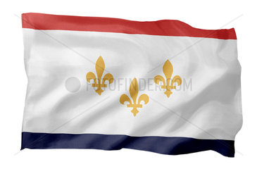 Fahne von New Orleans USA (Motiv A; mit natuerlichem Faltenwurf und realistischer Stoffstruktur)