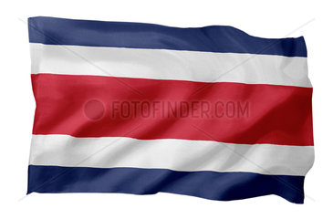Fahne von von Costa Rica (Motiv A; mit natuerlichem Faltenwurf und realistischer Stoffstruktur)