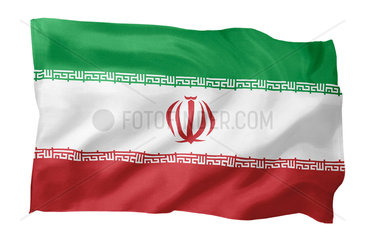 Fahne von Iran (Motiv A; mit natuerlichem Faltenwurf und realistischer Stoffstruktur)