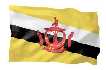 Fahne von Brunei (Motiv A; mit natuerlichem Faltenwurf und realistischer Stoffstruktur)