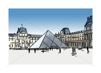 Illustration of the Louvre Pyramid in Paris  France