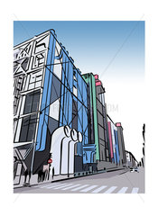 Illustration of the Pompidou Centre in the Beaubourg area of Paris  France
