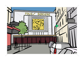 Illustration of the Folies Bergère in Paris  France