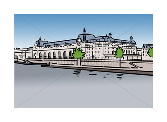 Illustration of Musee d'Orsay in Paris  France