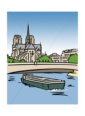 Illustration of the Notre-Dame Cathedral in Paris  France