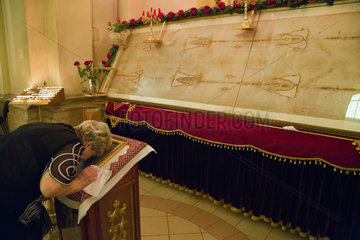 Lemberg  Ukraine  eine Kopie des Turiner Grabtuches in der St.-Georgs-Kathedrale