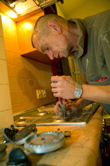 Posen  Polen  Installateur repariert einen Gasherd