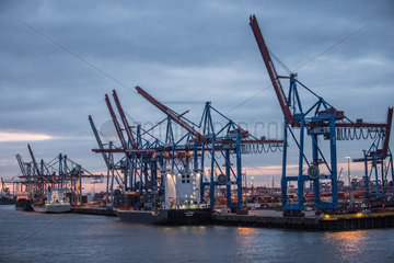Hamburg  Deutschland  Schiffe am Container-Terminal im Hamburger Hafen