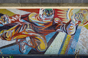 Schwedt  Deutschland  Mosaik mit dem Motiv eines Kosmonauten